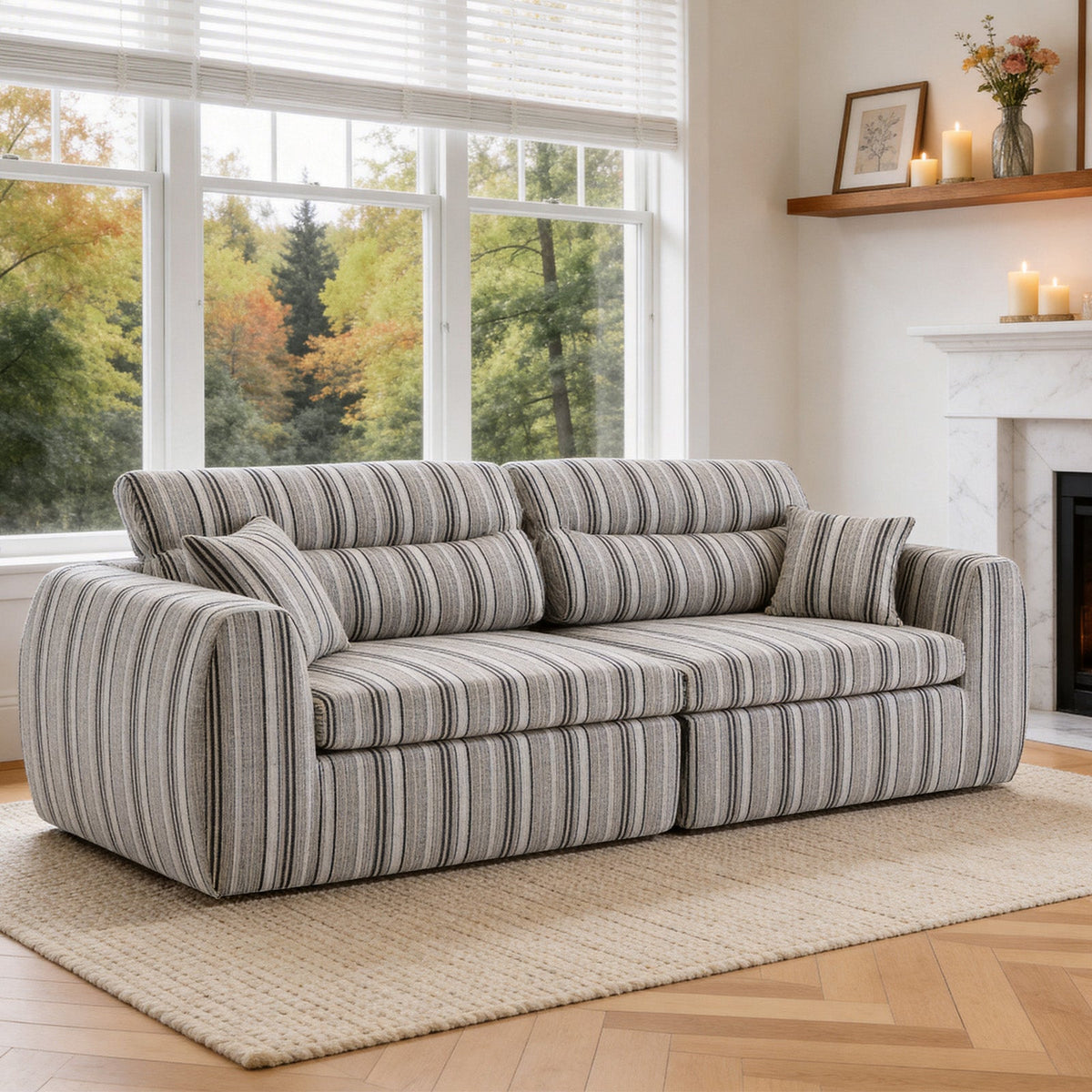 Woven Chenille Striped Compression Sofa