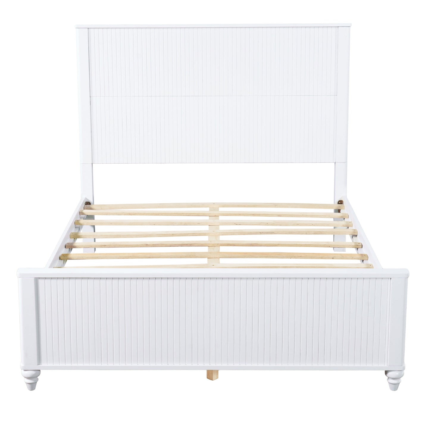 White Queen Size Bed Frame - Solid Wood & MDF