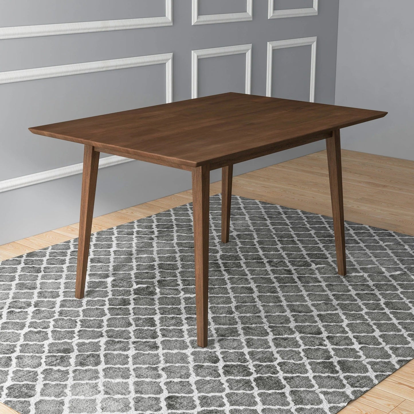 Mary Modern Style Solid Wood Rectangular Dining Kitchen Table Brown Finish Beveled Edges