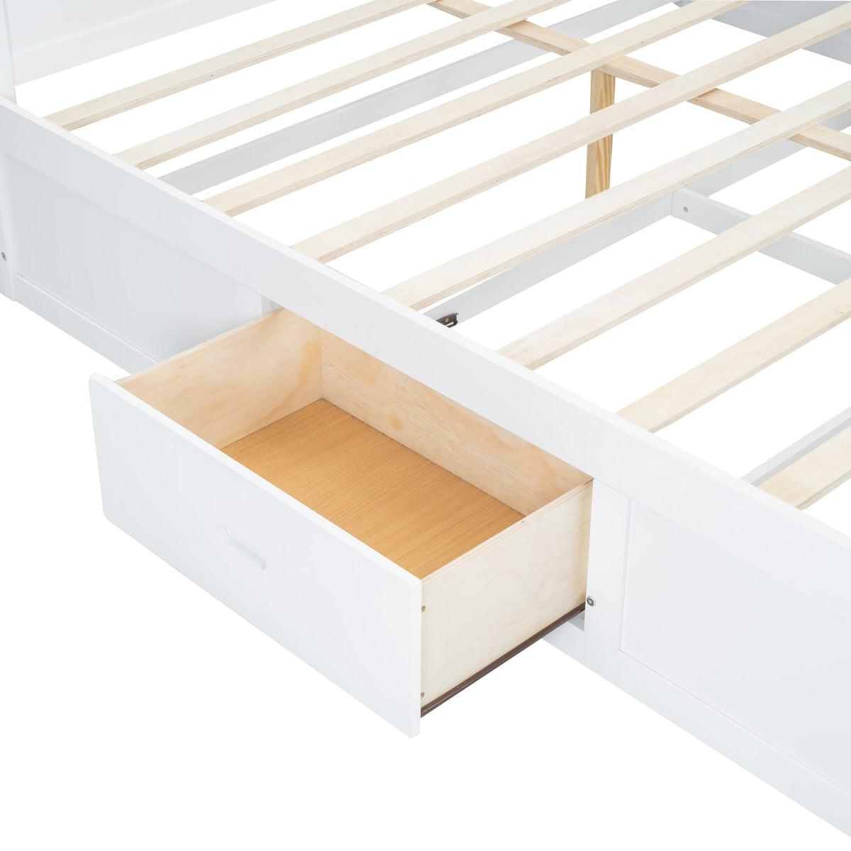 King Size Wood Platform Bed with Multi-storage Headboard, USB and Drawers