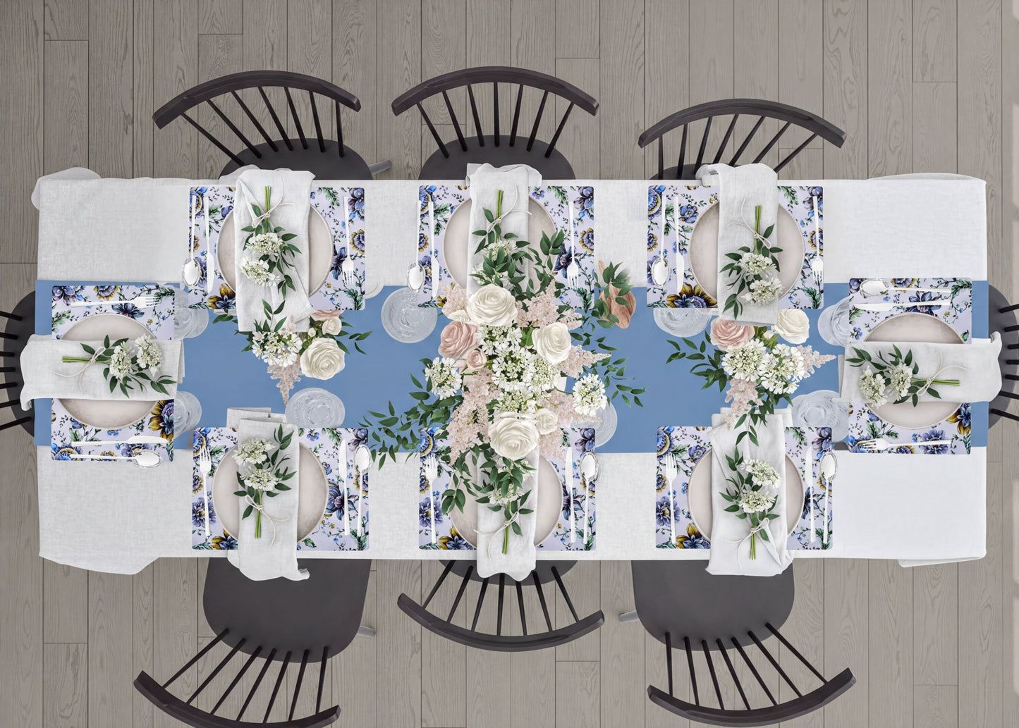 Floral Cork Placemats - Cork Backed, Heat Resistant 12 x 17 Inch Mats for Indoor Outdoor