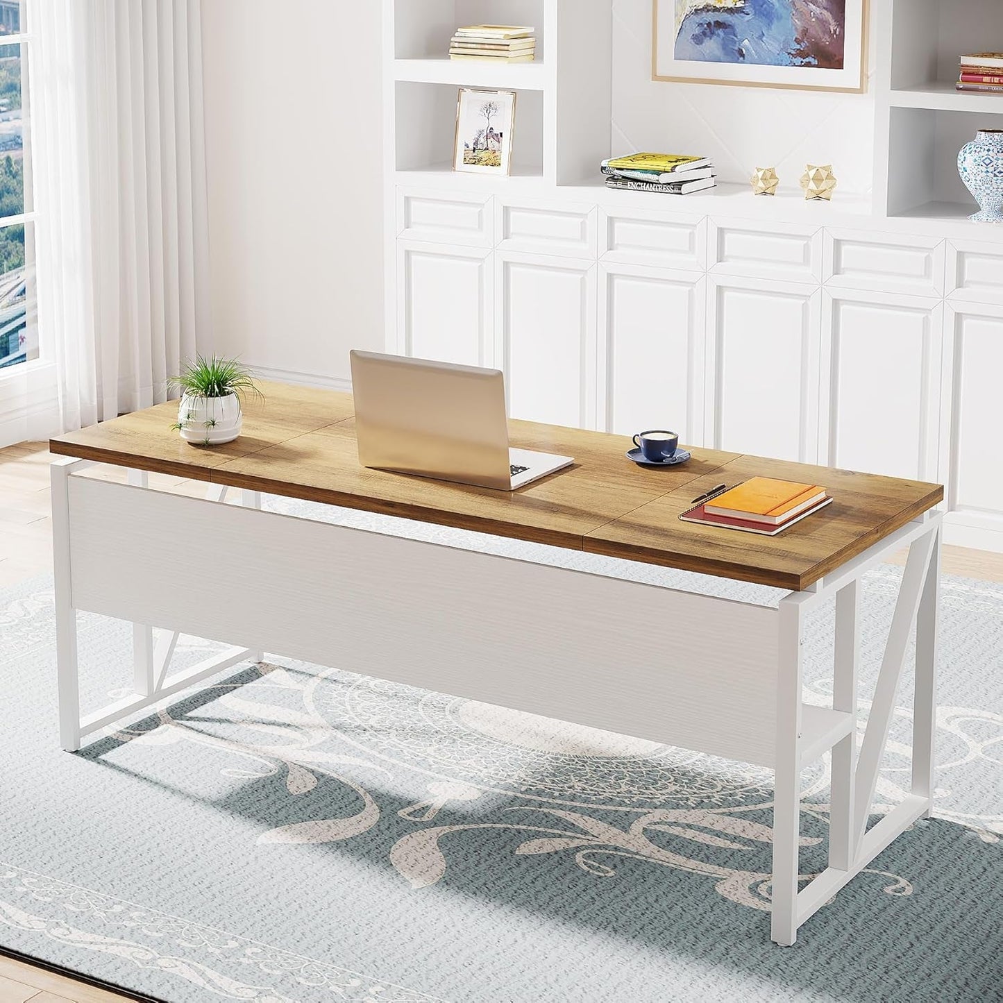 L Shaped Desk Walnut Sixty Three Inch Executive Desk