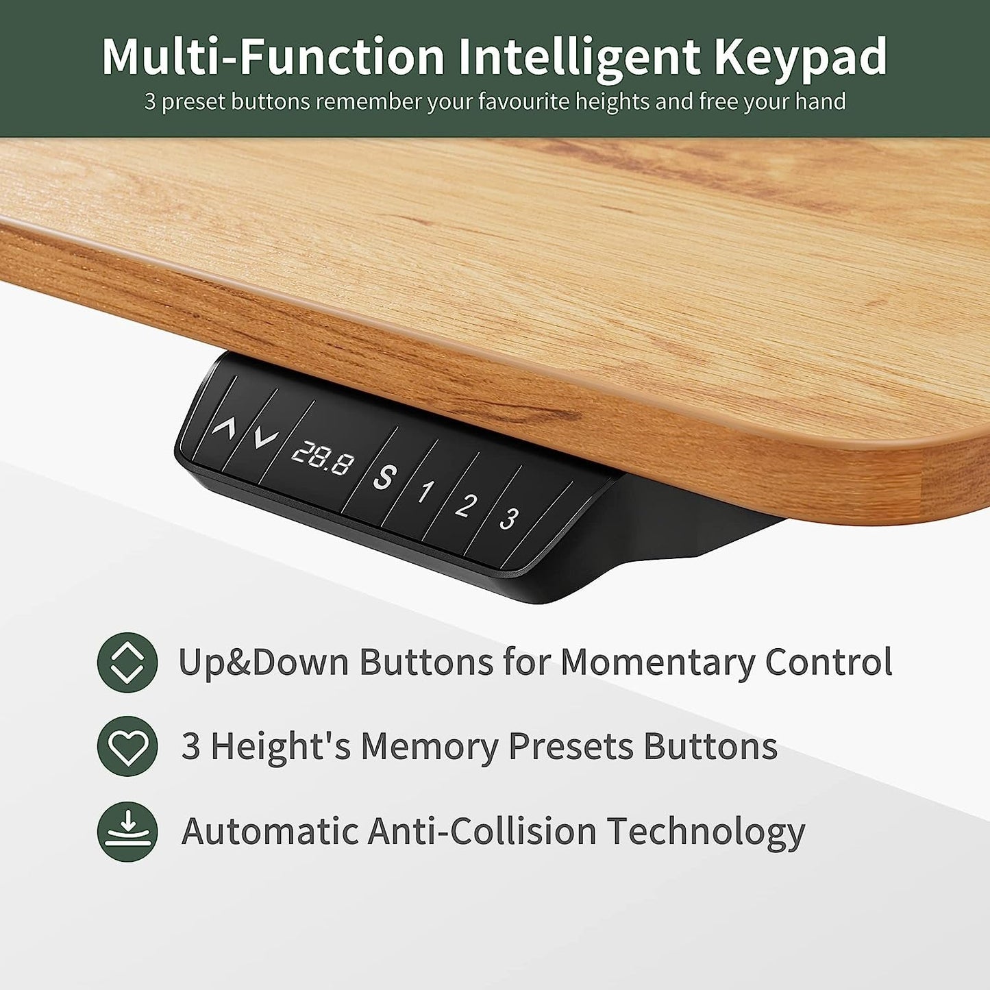 Electric Height Adjustable Office Desk 48x24 Inches Anti Collision