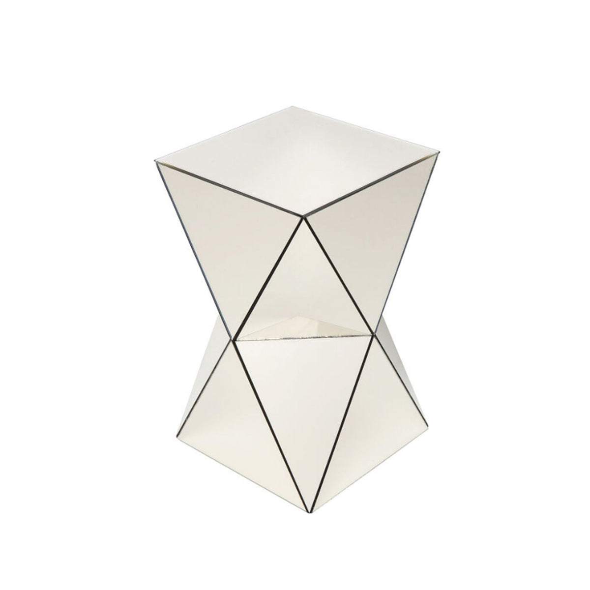 Champagne Mirrored Geometric Side Table