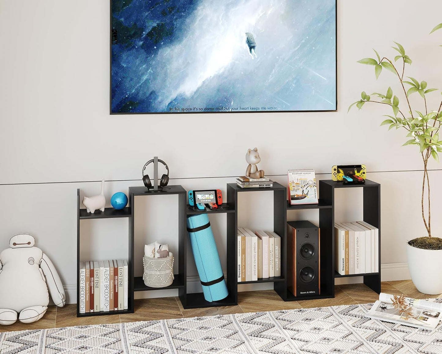 6 Tier S Shaped Bookshelf Freestanding Modern Display