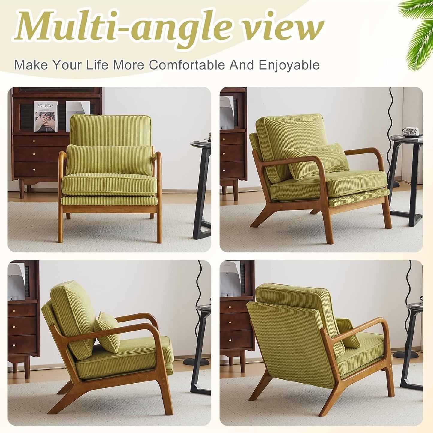Nightshade Green Armchair With Lumbar Pillow Home Office