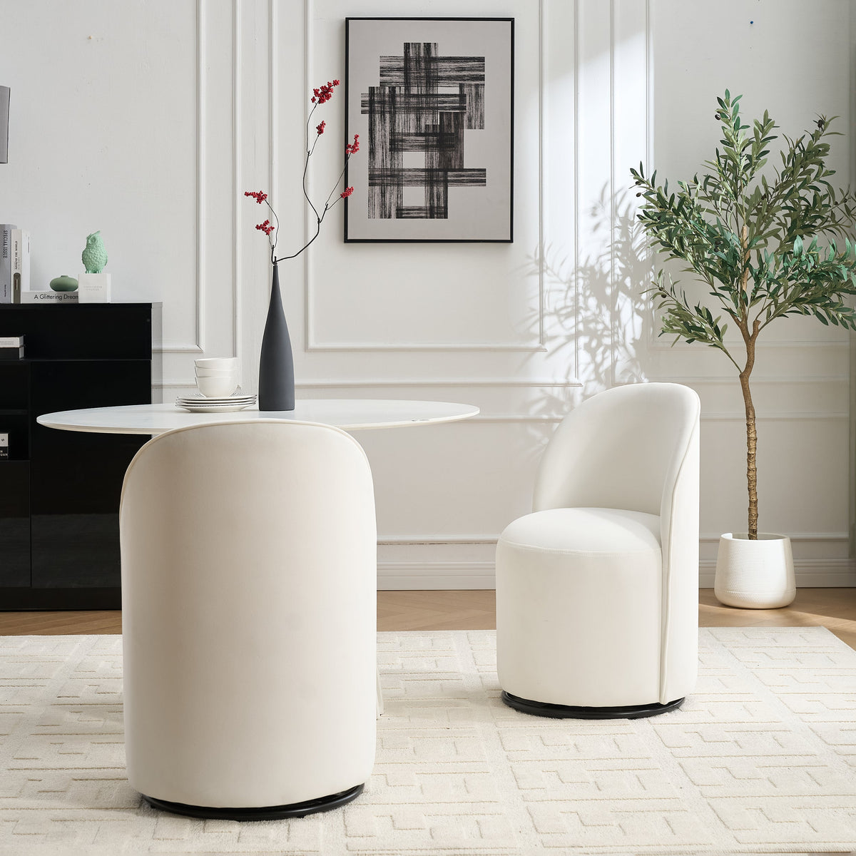 Set Of 1 Upholstered Kitchen & Dining Room Barrel Chair