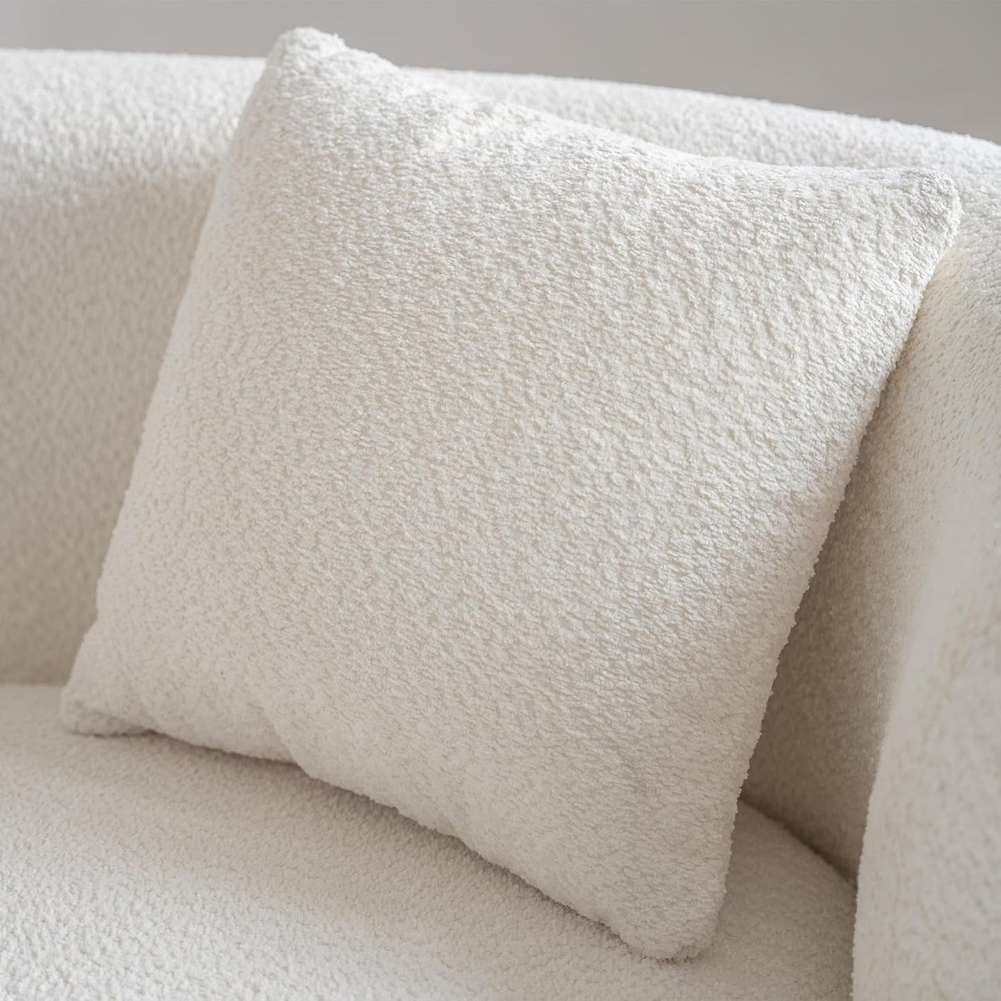 White Boucle Curved Sectional Sofa Modular Living Room