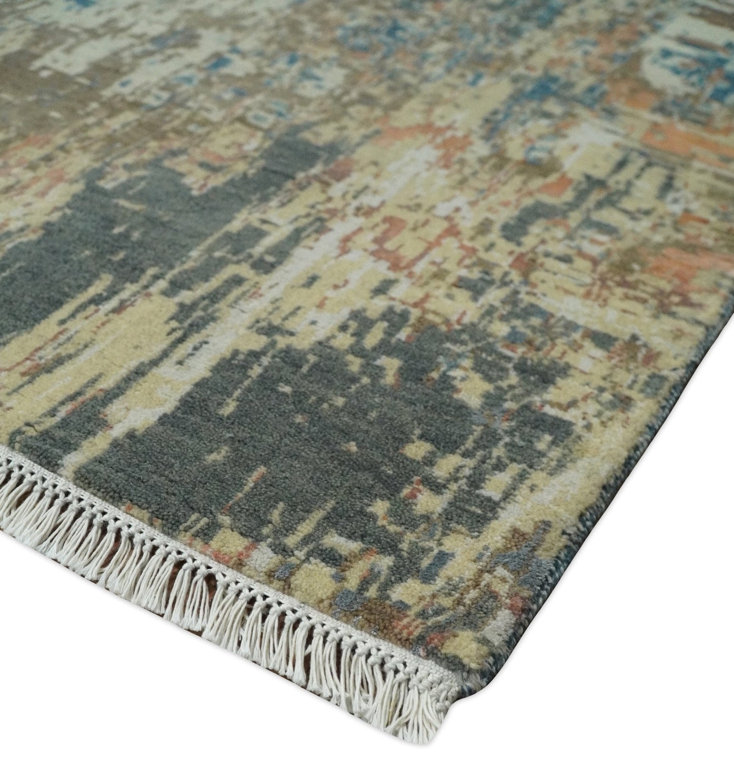 9x12 Fine Hand Knotted Brown Multicolor Modern Abstract Wool Area Rug | AGR34