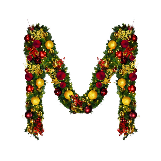9'x14" Pre-Decorated Garland with Warm White Lights Red/Gold/Burgundy