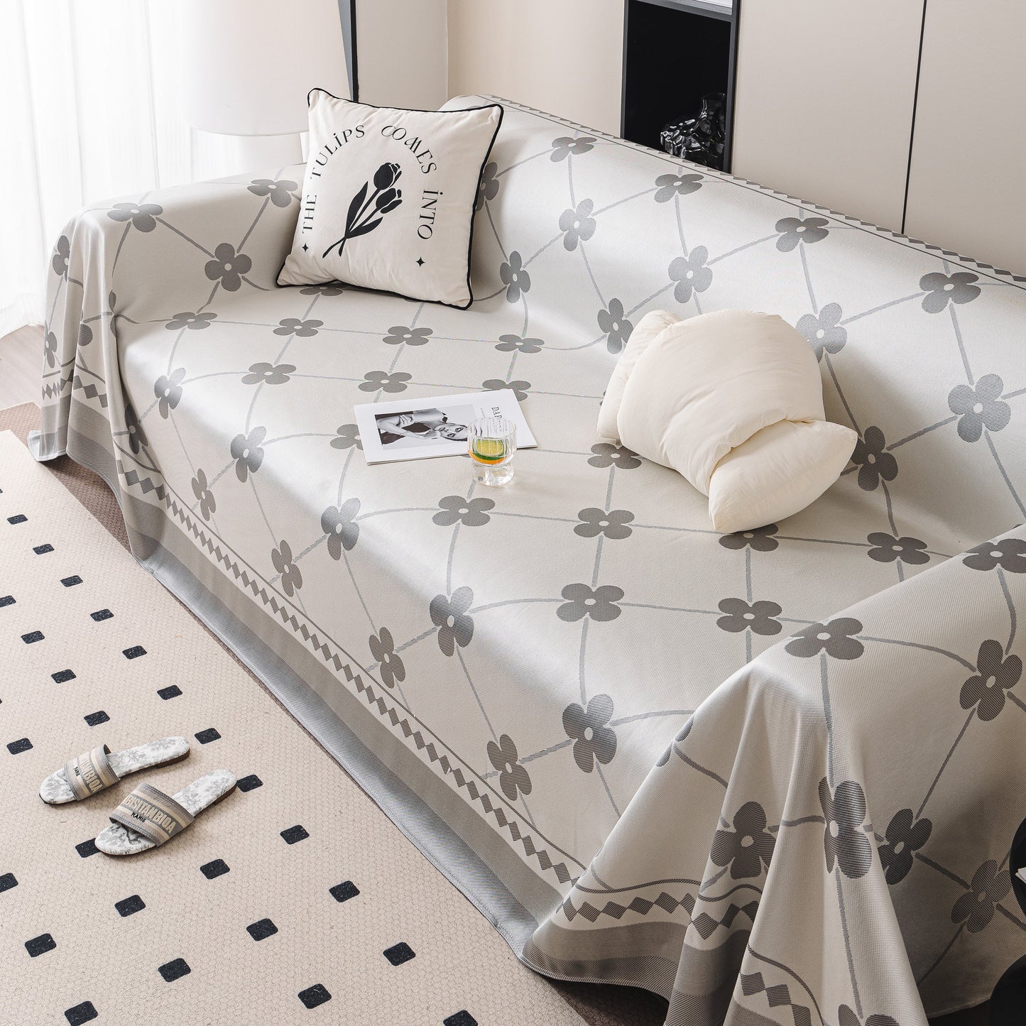Cooling Four-Leaf Clover Hope Faith Love Luck Summer Comfy Ice Silk Furniture Throw Covers for Sofas
