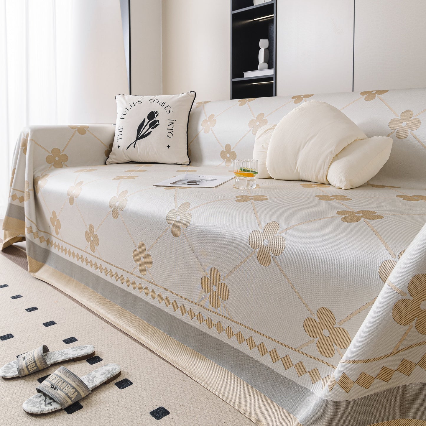 Cooling Four-Leaf Clover Hope Faith Love Luck Summer Comfy Ice Silk Furniture Throw Covers for Sofas
