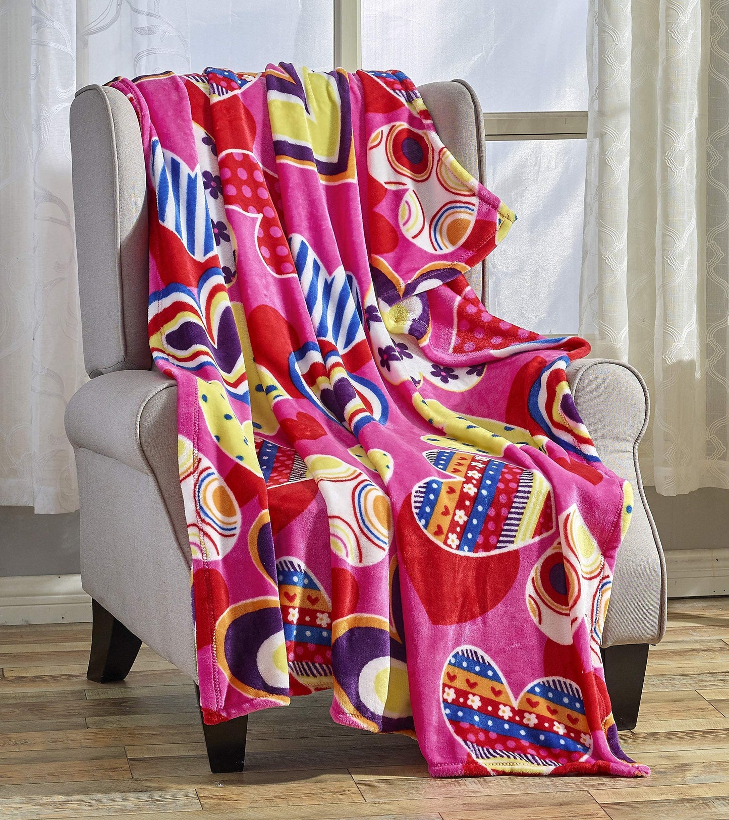 Decor&More Amor Eterno Be Mine Love Collection Valentine's Day Heart Ultra Plush Throw Blanket (50" x 60") -