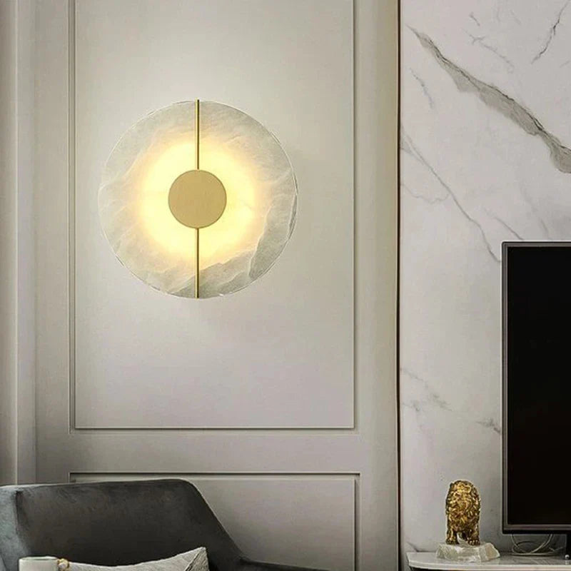 Nordic Modern Creative Marble Wall Lamp - Gold Copper Accents and LED Sconce for Stylish Living Room and Bedroom Decoration