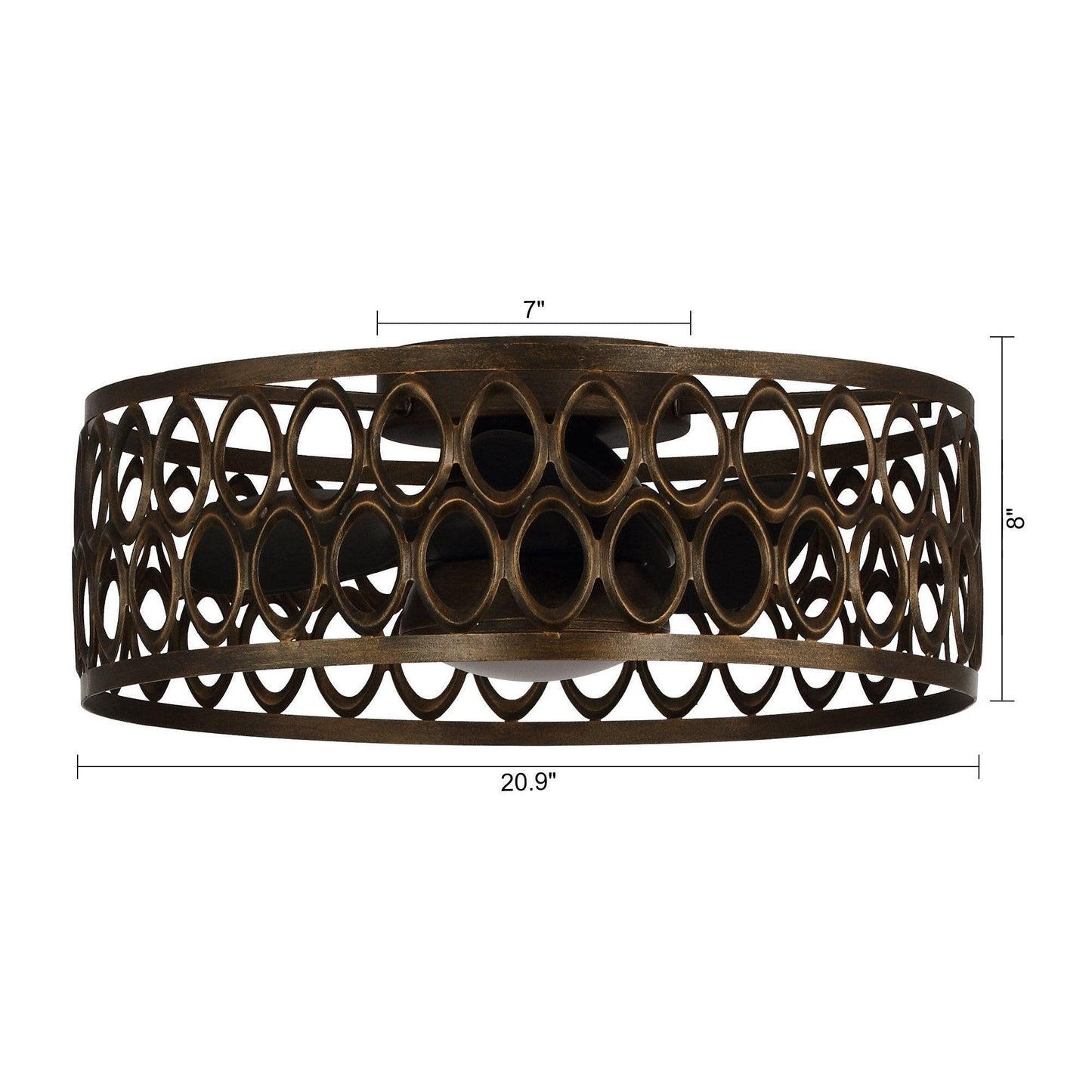 21" Kanpur Farmhouse Flush Mount Reversible Ceiling Fan with LED Lighting and Remote Control