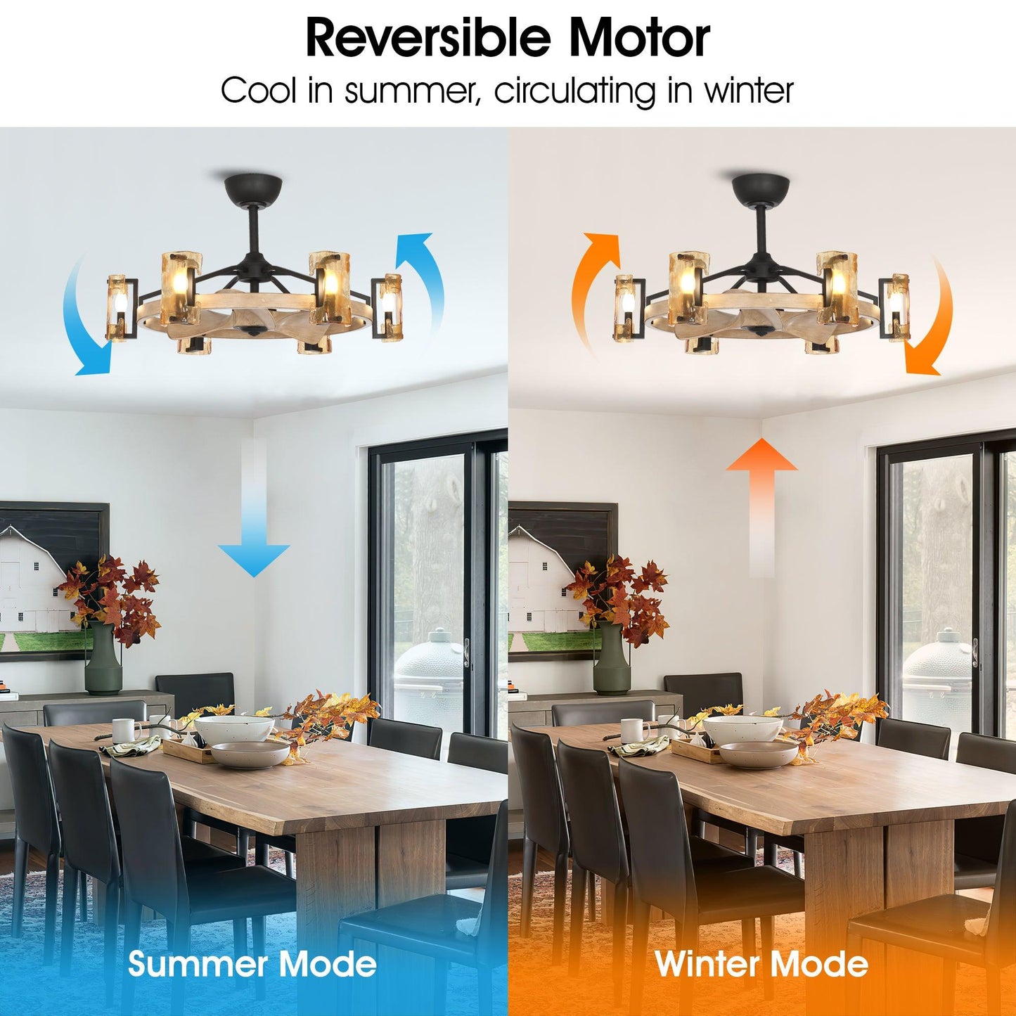 34" Bucholz Farmhouse DC Motor Downrod Mount Reversible Ceiling Fan with Lighting and Remote Control