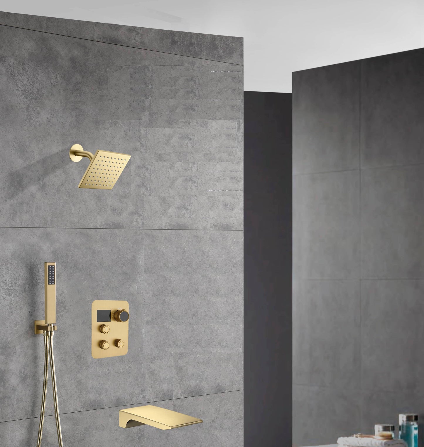 12-inch Or 16-inch Or 6'' Wall-Mount Brushed Gold 3-Way Thermostatic Shower Valve System: Versatile Functionality and Stunning Design