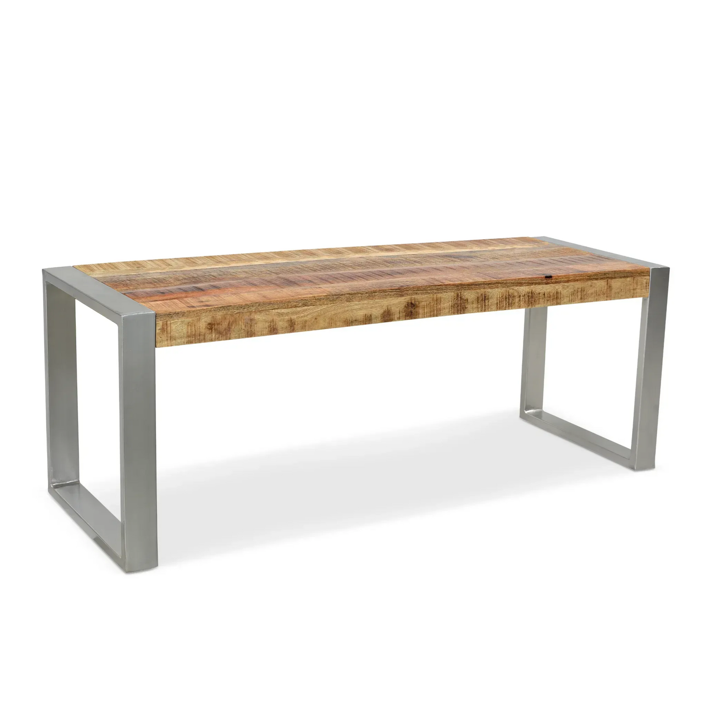 Reclaimed wood Bench with Silver Metal legs