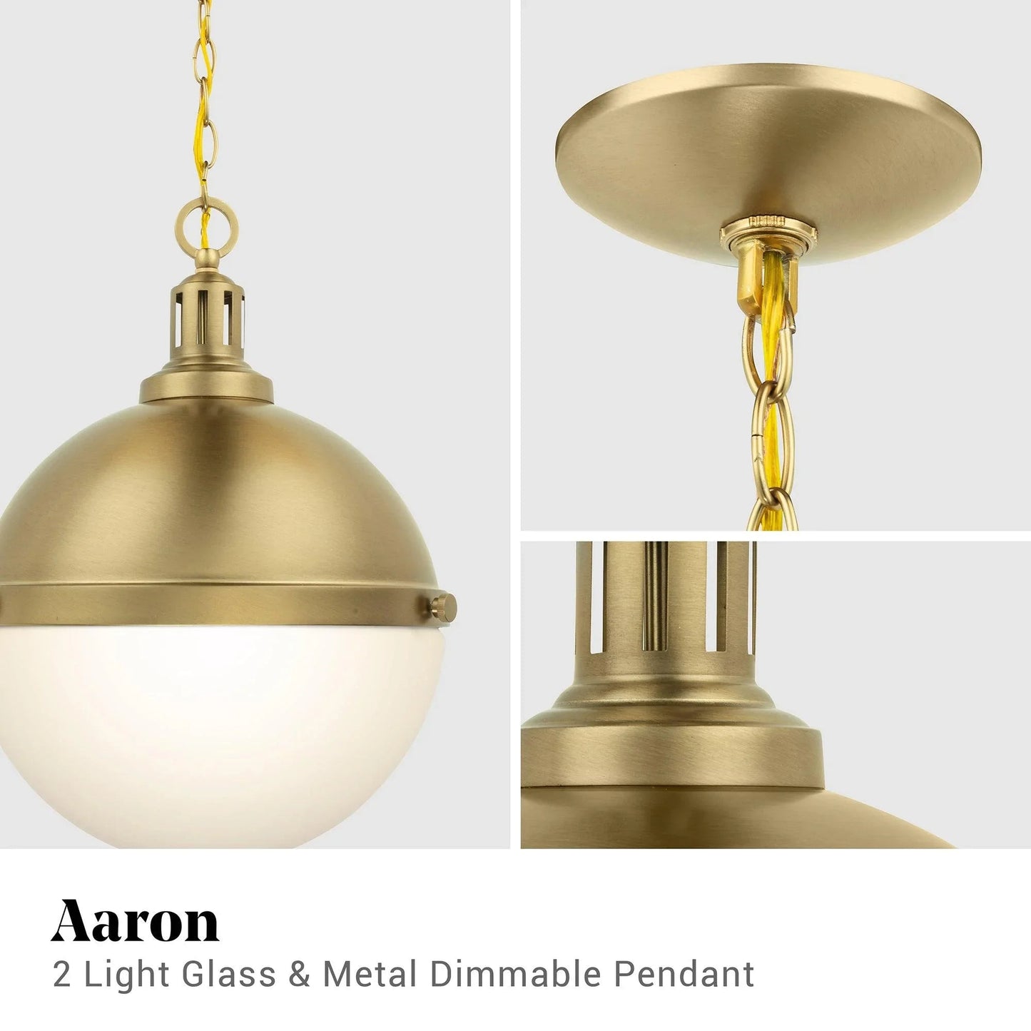 Aaron 12" 2-Light Gold Dimmable Island Pendant Light