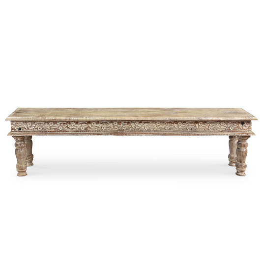 Driftwood Carved Bench -  71"