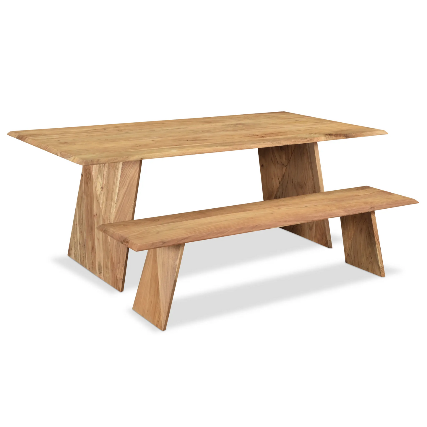 Solid Wood Angled Leg Dining Table - 80 Inch