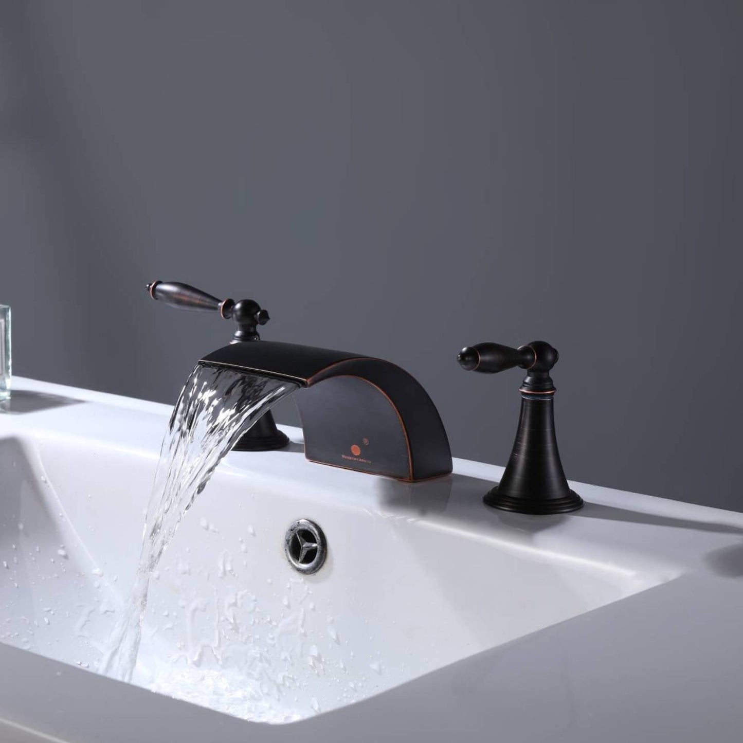 Oil Rubbed Bronze or Brushed Gold or Matte Black Waterfall Bathroom Sink Faucet with Pop-Up Drain