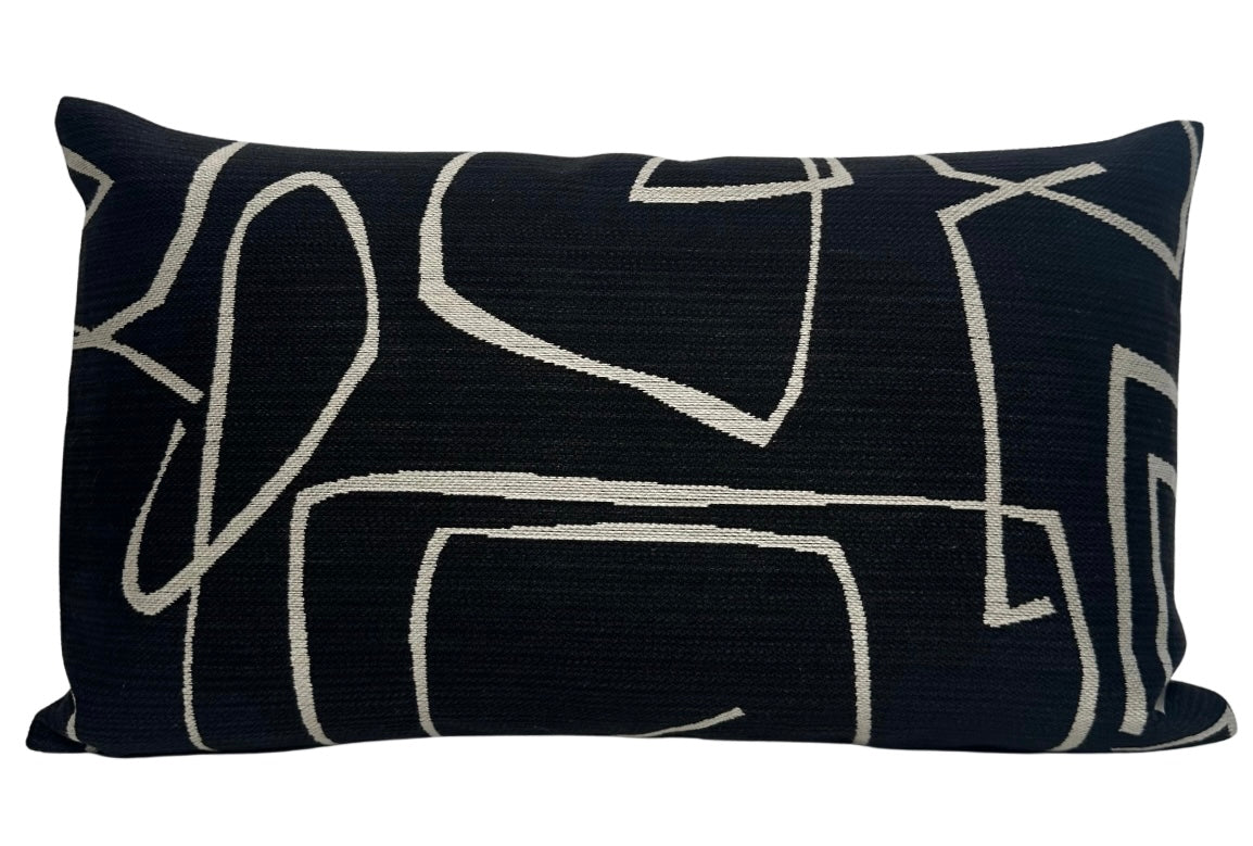 Abstract Pillow Cover in Black, Kravet Woven Textiles