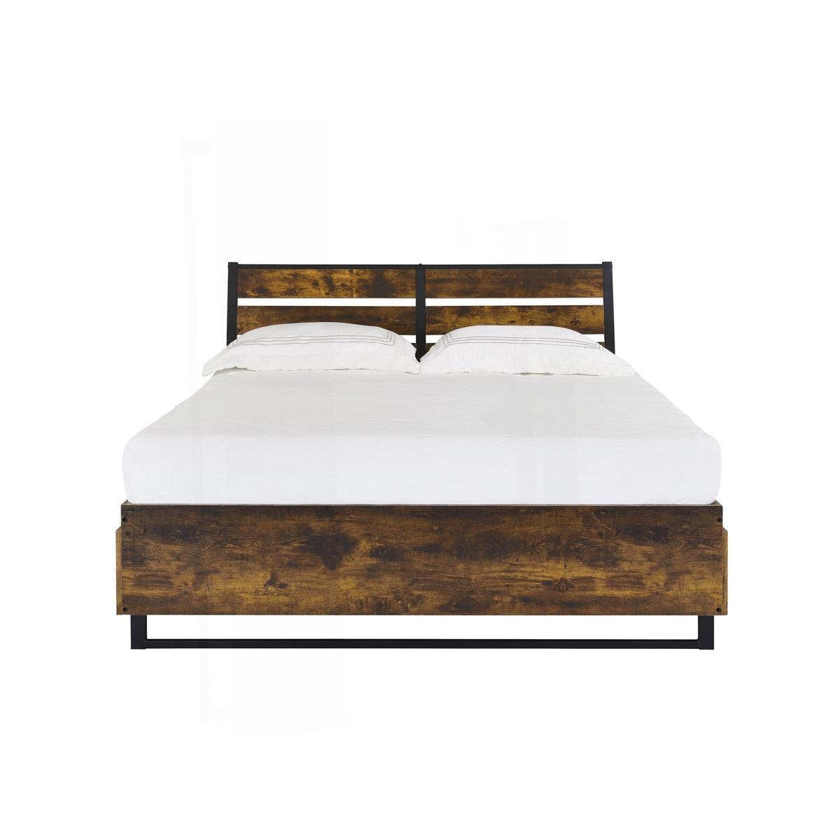 King Size Industrial Slatted Headboard Platform Bed Frame with 6 Storage Drawers