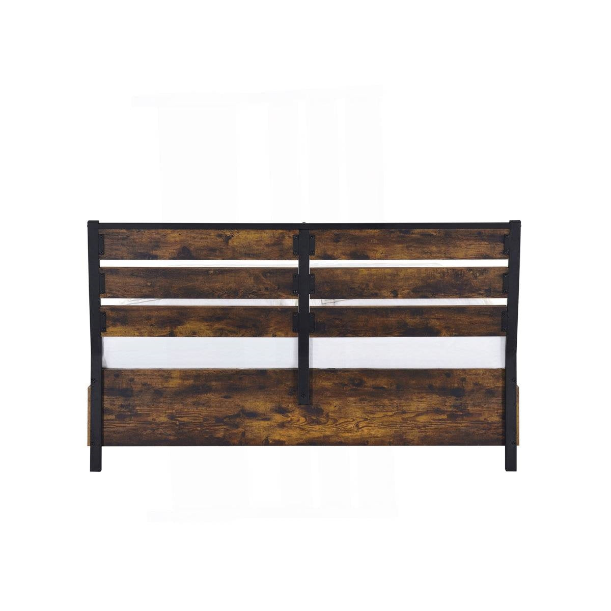 King Size Industrial Slatted Headboard Platform Bed Frame with 6 Storage Drawers