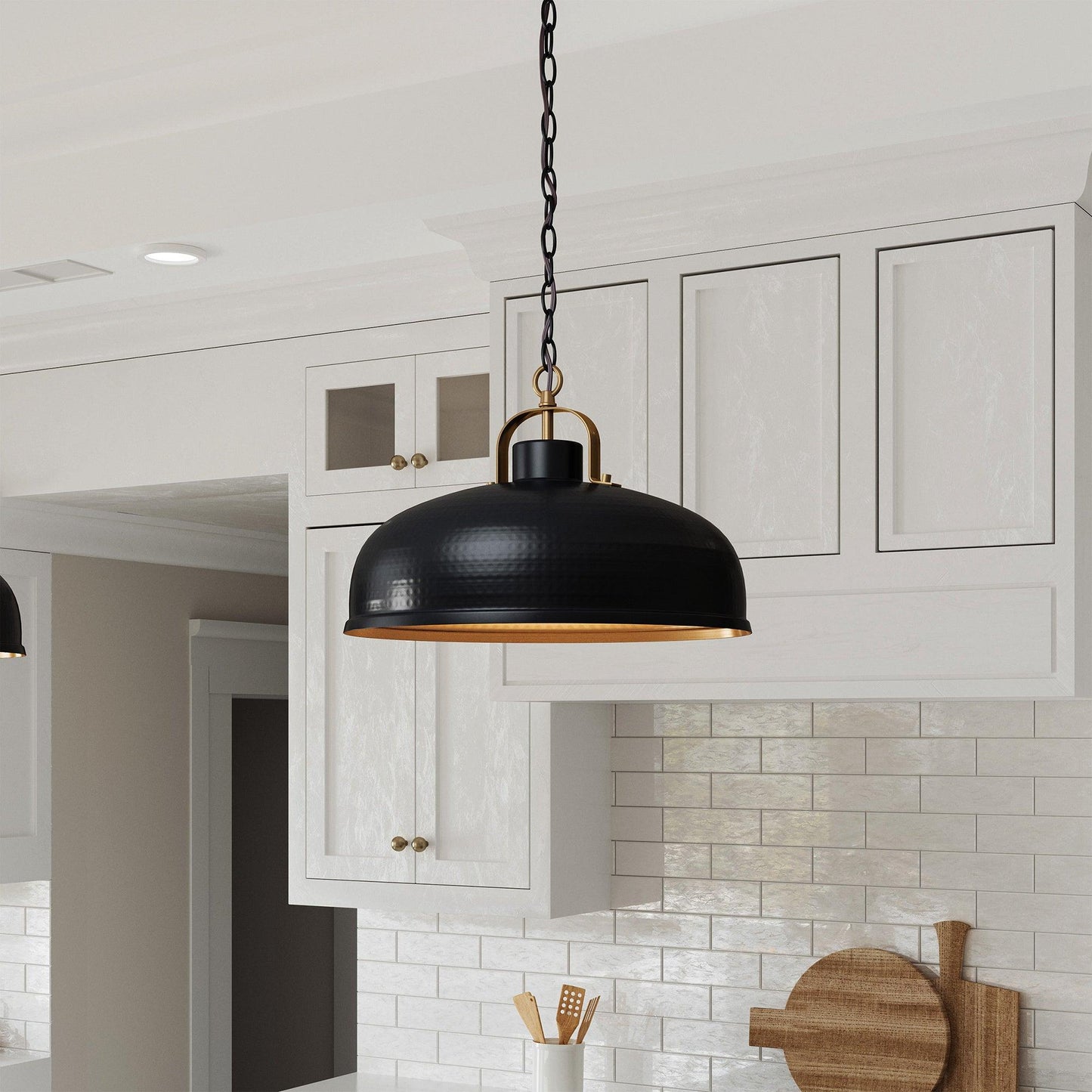 Ambert 1-Light Black Rustic Metal Dimmable Island Pendant Light