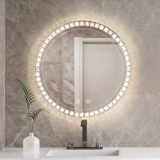 Sparkle Vision round 24 in LED Wall-Mounted Frameless Bathroom Vanity Mirror with Anti-Fog,Smart Dimmable and 3 LED Color