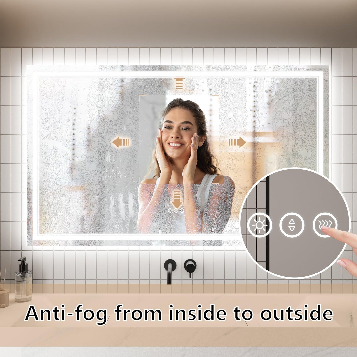 GlareGuard Anti-Fog Bathroom Dimmable Led Mirror Backlit Illuminated Mirror Touch Switch
