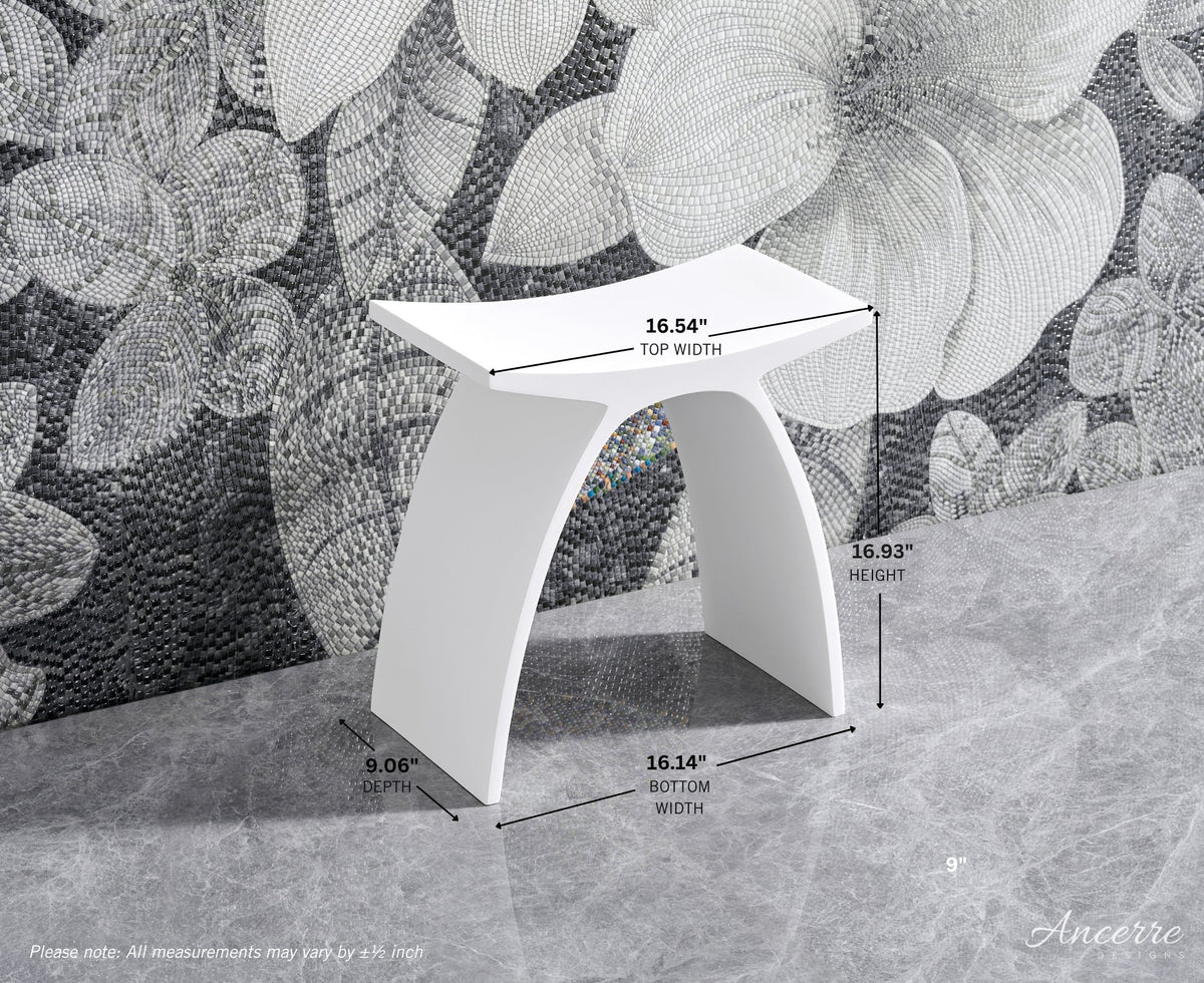 ARCSTONE 17"  Freestanding Solid Surface Bathstool