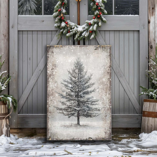 Vintage Christmas Tree Wall Art with Free 100+ Christmas Print