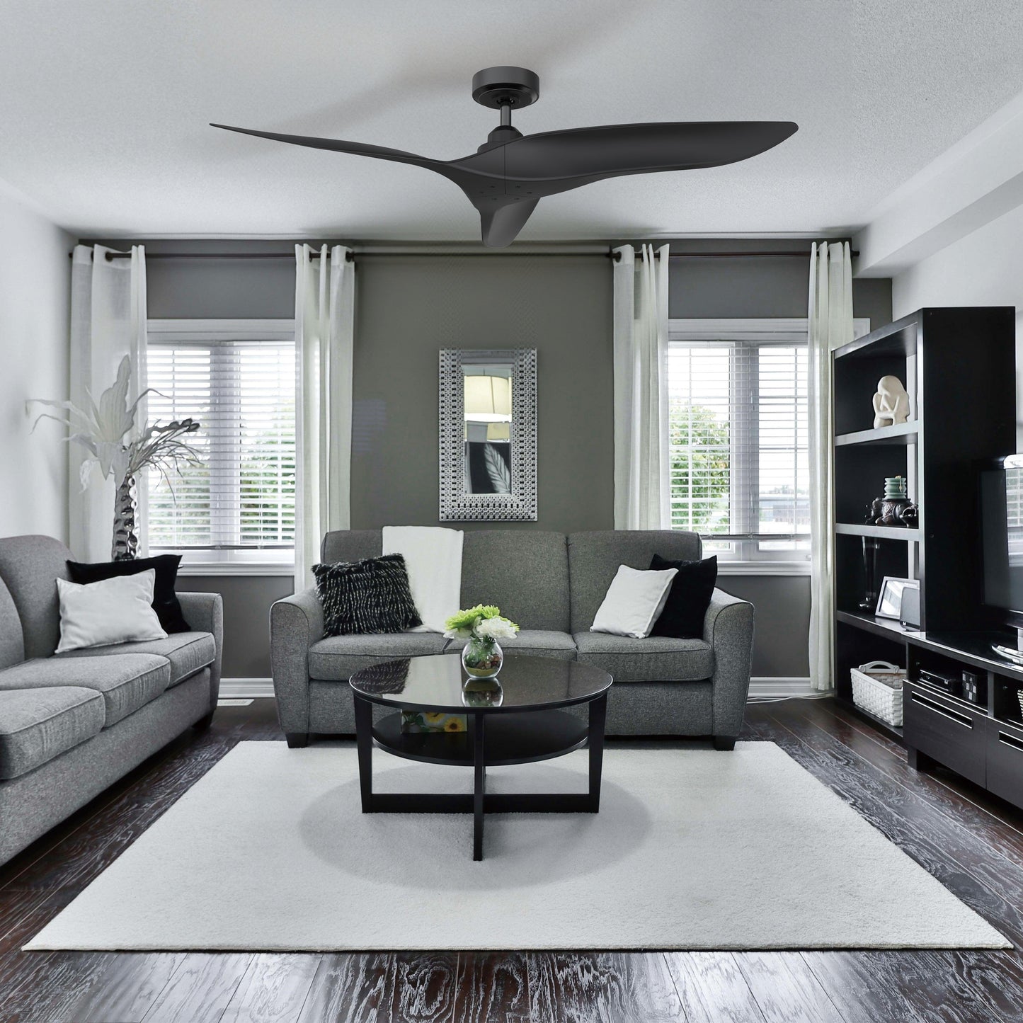 52" Punjab Industrial DC Motor Downrod Mount Reversible Ceiling Fan with Remote Control