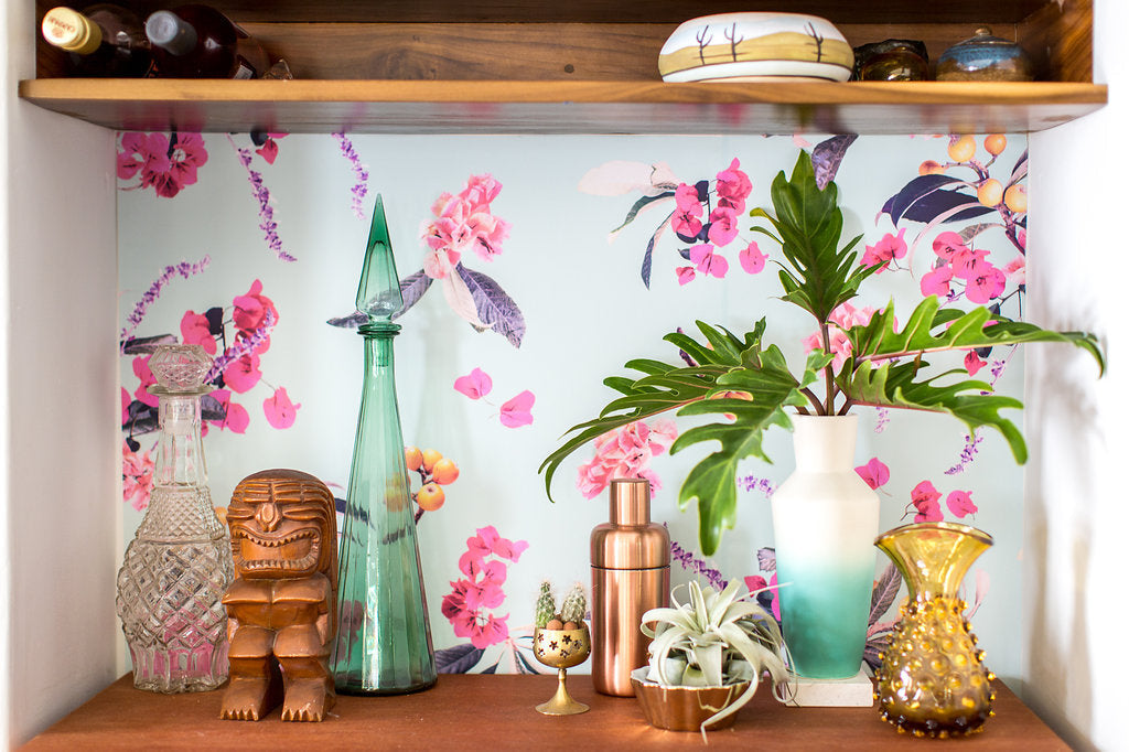 Floral Loquat Wallpaper, blue