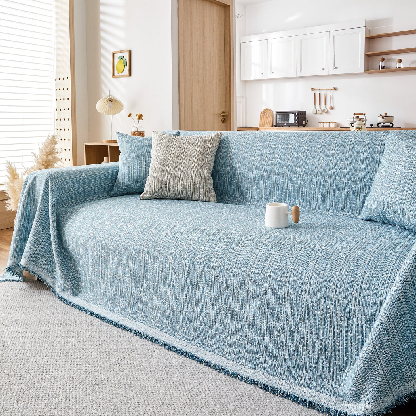 Couch Cover Blanket Couch Covers for Most Shape Sofas Washable Durable Sofa Throw Cover with Tassels
