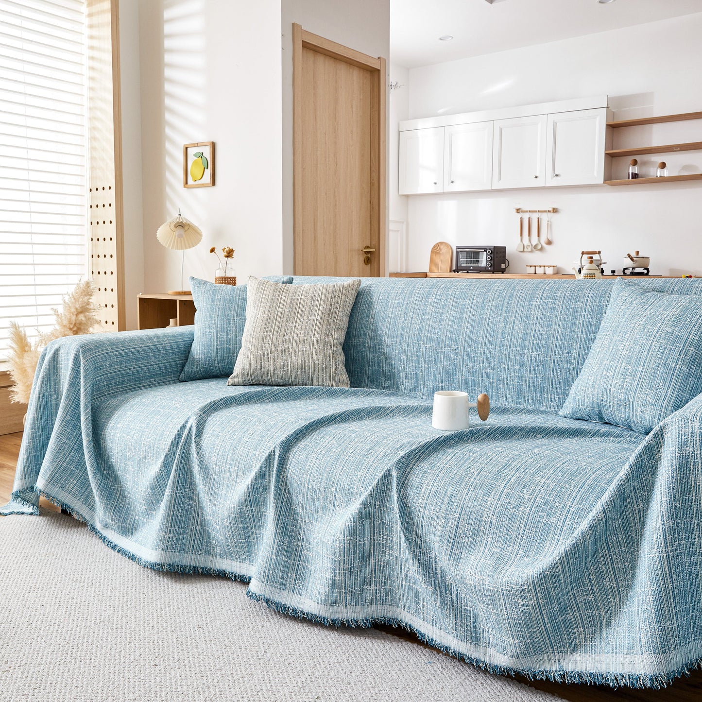 Couch Cover Blanket Couch Covers for Most Shape Sofas Washable Durable Sofa Throw Cover with Tassels