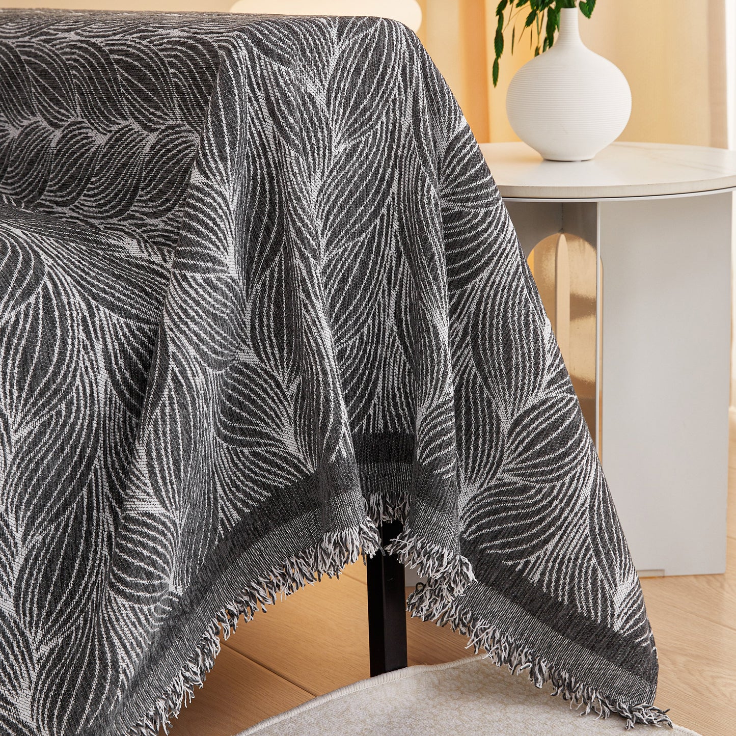 Leaf Universal Furniture Protector Chenille Couch Cover, Large Couch Cover Blanket for Couch Sofa