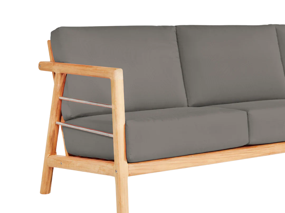 Aalto 86-inch Teak Deep Outdoor Couch with Sunbrella Cushions