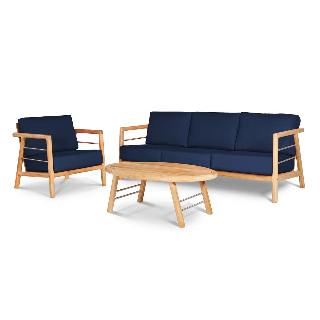 Aalto 86-inch Teak Deep Outdoor Couch with Sunbrella Cushions