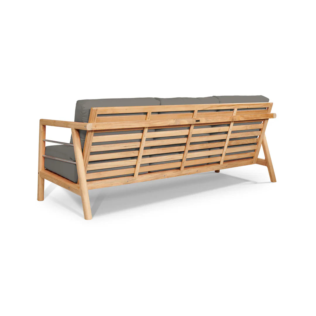 Aalto 86-inch Teak Deep Outdoor Couch with Sunbrella Cushions