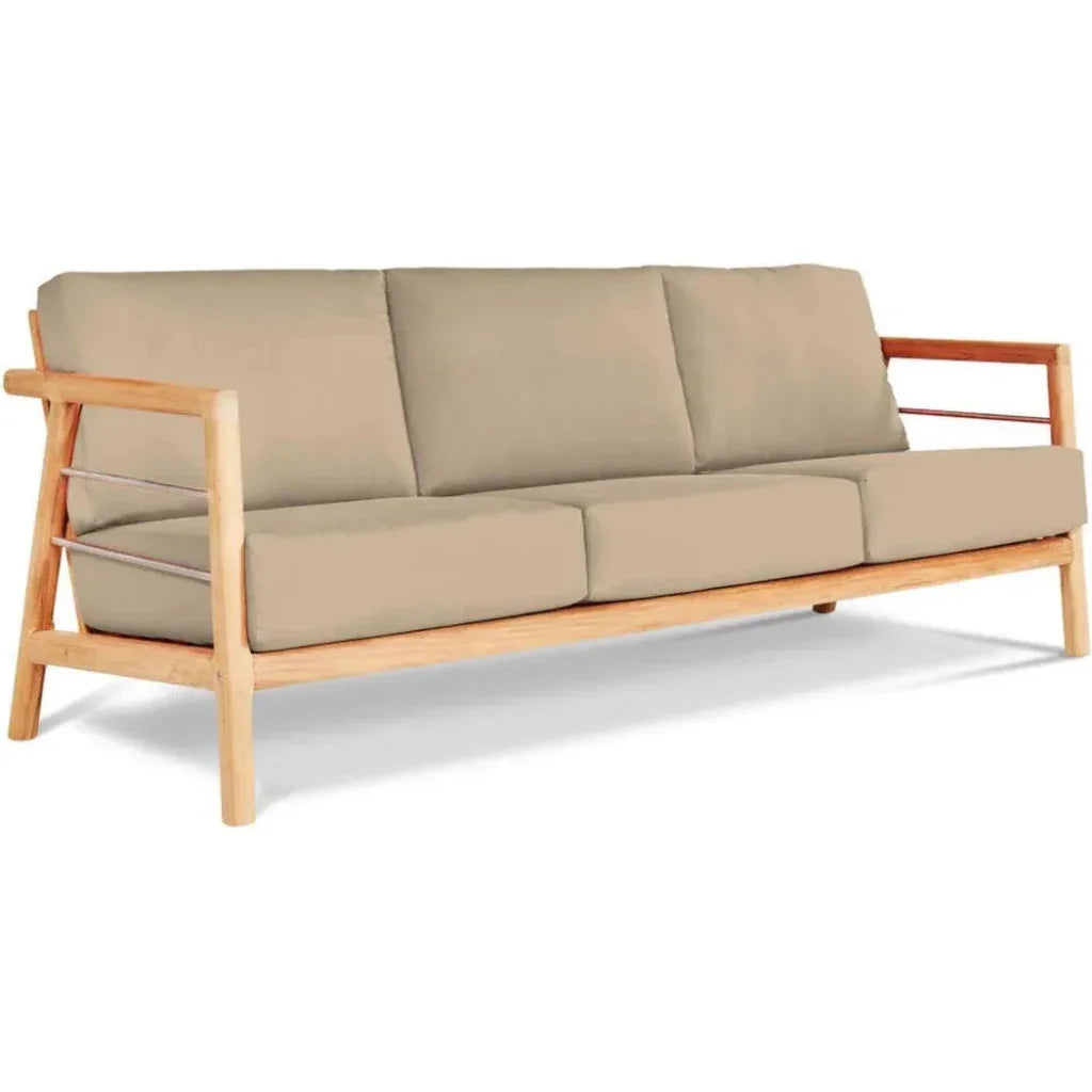 Aalto 86-inch Teak Deep Outdoor Couch with Sunbrella Cushions