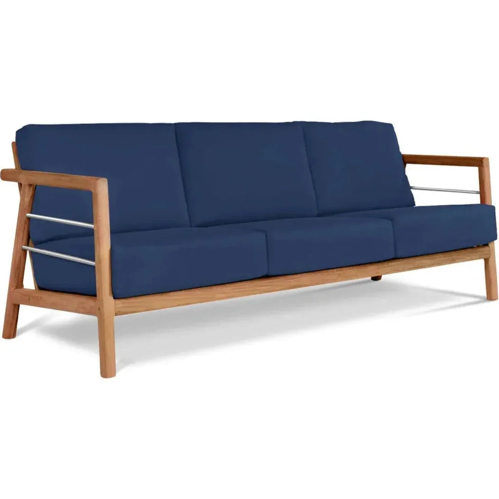 Aalto 86-inch Teak Deep Outdoor Couch with Sunbrella Cushions