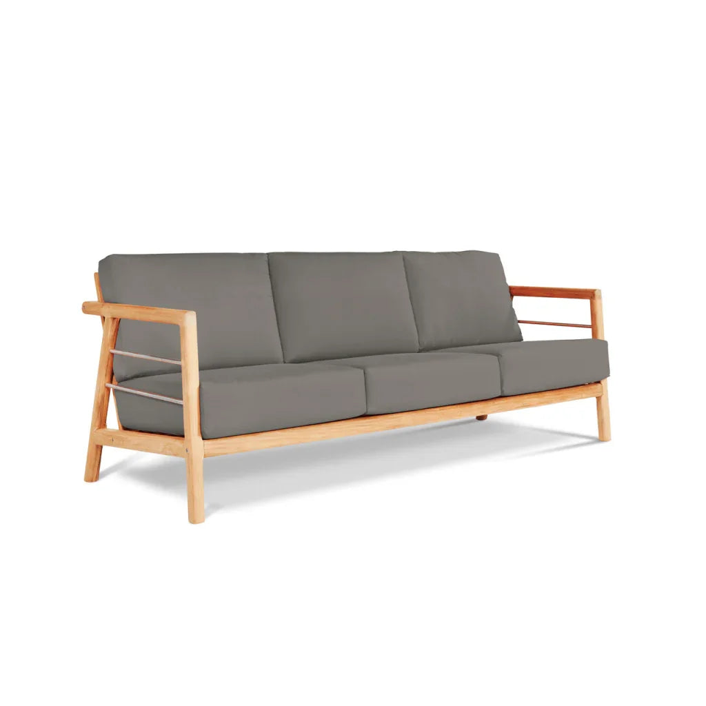 Aalto Teak Patio Deep Sofa Set with Sunbrella Cushion 4PC