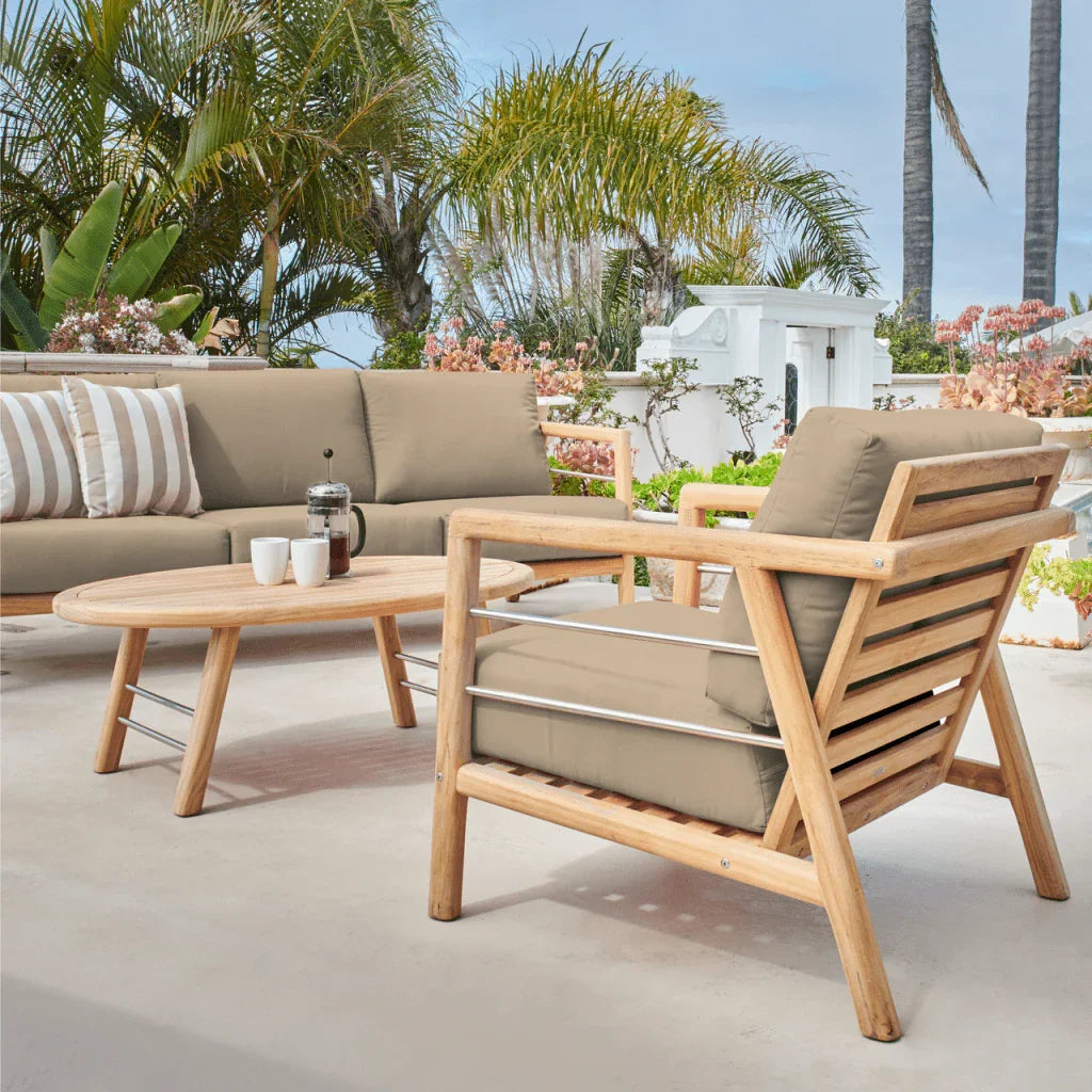 Aalto Teak Patio Deep Sofa Set with Sunbrella Cushion 4PC