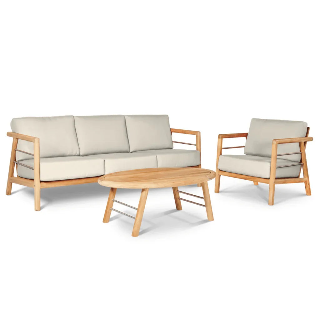 Aalto Teak Patio Deep Sofa Set with Sunbrella Cushion 4PC