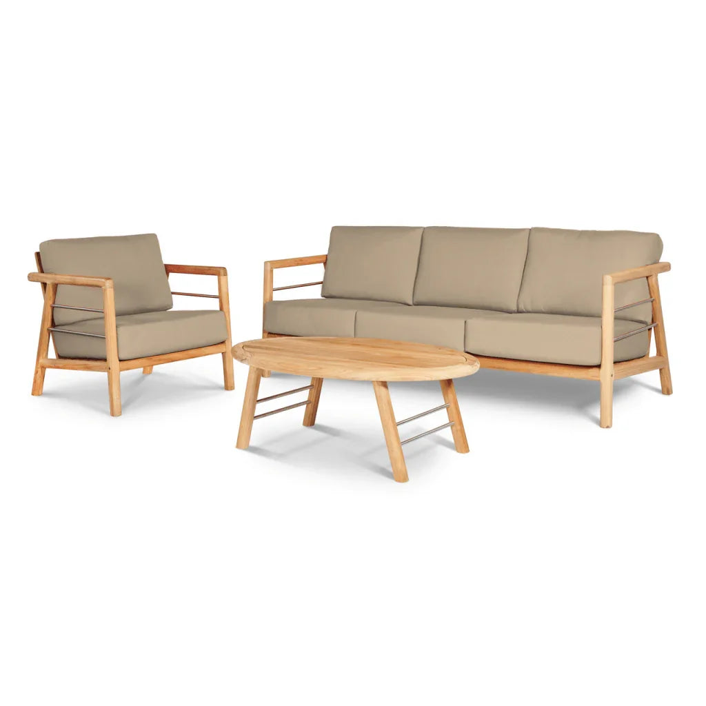 Aalto Teak Patio Deep Sofa Set with Sunbrella Cushion 4PC