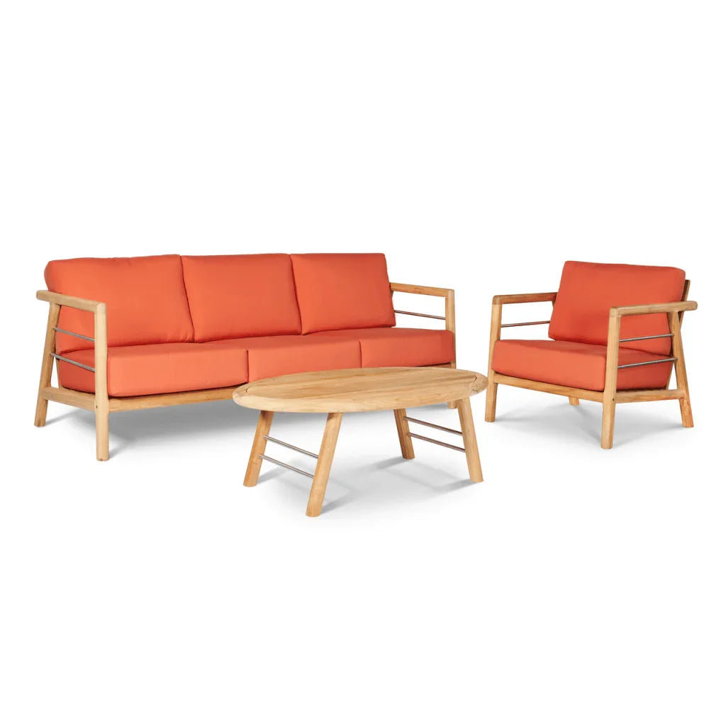 Aalto Teak Patio Deep Sofa Set with Sunbrella Cushion 4PC