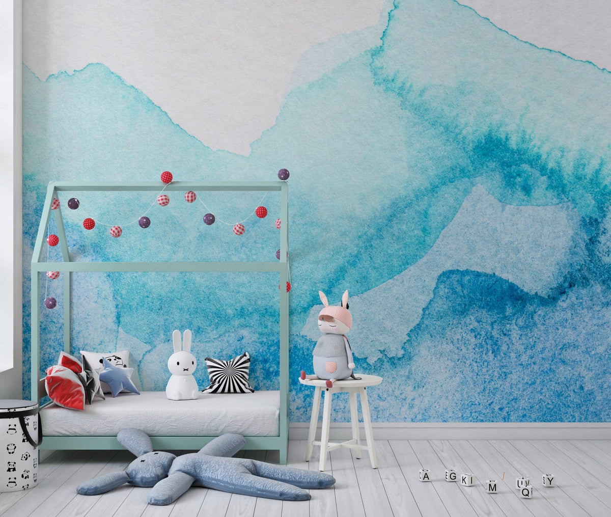 Abstract Blue Wallpaper - Serene Blue Watercolor Wall Mural